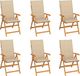 vidaXL Krzesła ogrodowe, 6 szt., beżowe poduszki, drewno tekowe 1