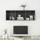 vidaXL Wisząca szafka pod TV, wysoki połysk, szara, 37x37x107 cm 5