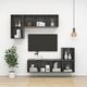vidaXL Wisząca szafka pod TV, wysoki połysk, szara, 37x37x107 cm 6