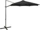 vidaXL Wiszący parasol z lampkami LED i słupkiem, czarny, 300 cm 1