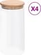 vidaXL Szklane słoje z bambusową pokrywką, 4 szt., 1200 ml 1