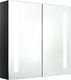 vidaXL Szafka łazienkowa z lustrem i LED, czerń z połyskiem 62x14x60cm 2