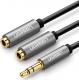 Kabel Ugreen Jack 3.5mm - Jack 3.5mm x2 0.2m czarny (UGR980GRY) 1