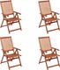 vidaXL Składane krzesła ogrodowe, 4 szt., lite drewno akacjowe 1