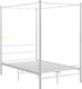 vidaXL Rama łóżka z baldachimem, biała, metalowa, 120 x 200 cm 2