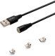 Kabel USB Savio USB-A - USB-C + microUSB + Lightning 1 m Czarny Magentyczny (CL-152) 1