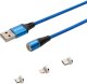 Kabel USB Savio USB-A - USB-C + microUSB + Lightning 2 m Niebieski Magnetyczny (CL-157) 1