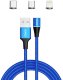 Kabel USB Savio USB-A - USB-C + microUSB + Lightning 2 m Niebieski Magnetyczny (CL-157) 2