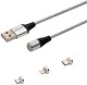 Kabel USB Savio USB-A - USB-C + microUSB + Lightning Srebrny Magnetyczny (CL-156) 1