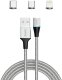 Kabel USB Savio USB-A - USB-C + microUSB + Lightning Srebrny Magnetyczny (CL-156) 2