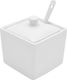 Alpina Cukiernica, cukierniczka porcelanowa, BIAŁA, kwadratowa, pojemnik na cukier z łyżeczką 1