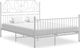 vidaXL Rama łóżka, biała, metal i sklejka, 140 x 200 cm 1