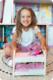 Ricokids Drewniany domek dla lalek duży 3-piętrowy z windą i lampką LED 12