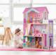 Ricokids Drewniany domek dla lalek duży 3-piętrowy z windą i lampką LED 13