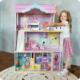 Ricokids Drewniany domek dla lalek duży 3-piętrowy z windą i lampką LED 16