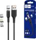 Kabel USB Denmen USB-A - USB-C + microUSB + Lightning 1 m Czarny (29367) 2