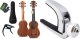 Mozos Mozos Gecko ukulele sopranowe zestaw + Kapodaster do gitary metalowy srebrny 1