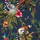 DUTCH WALLCOVERIN DUTCH WALLCOVERINGS Tapeta z motywem lemurów, głęboki morski 1