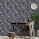 DUTCH WALLCOVERIN DUTCH WALLCOVERINGS Tapeta we wzór drzew tropikalnych, granat i srebro 1