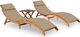 vidaXL Leżaki z poduszkami i stolikiem, 2 szt., lite drewno akacjowe 1