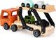 Ecotoys Drewniana zabawka ciężarówka tir laweta 4 autka 2