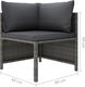 vidaXL 3-osobowa sofa ogrodowa z poduszkami, szara, polirattanowa 6
