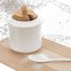 Orion Cukierniczka porcelanowa z łyżeczką i pokrywką bambusową cukiernica pojemnik na cukier 11,5 cm 1