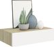 vidaXL Półka ścienna z szufladą, dąb i biel, 40 x 23,5 x 10 cm, MDF 2