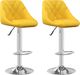 vidaXL Stołki barowe, 2 szt., musztardowe, obite aksamitem 1