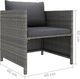 vidaXL Sofa ogrodowa z poduszkami, szara, polirattanowa 4