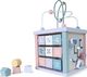 Ecotoys Drewniana kostka edukacyjna, sorter, mula, zegar 1