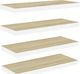 vidaXL Półki ścienne, 4 szt., dębowo-białe, 80x23,5x3,8 cm, MDF 2