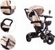 Ecotoys Rowerek trójkołowy, obracane siedzisko, beżowy 7
