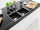 Zlewozmywak Mexen Mario  granitowy 2-komorowy z baterią kuchenną Telma, czarny/srebrny - 6504-73-670200-00 2