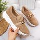 W. Potocki Sneakersy damskie z łańcuchem slip on beżowe Potocki 39 1