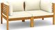 vidaXL 2-osobowa sofa ogrodowa, kremowe poduszki, drewno akacjowe 2