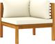 vidaXL 2-osobowa sofa ogrodowa, kremowe poduszki, drewno akacjowe 3