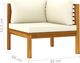 vidaXL 2-osobowa sofa ogrodowa, kremowe poduszki, drewno akacjowe 8
