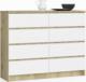 Fabryka Mebli Akord Komoda do salonu K 120 cm 8 szuflad - dąb artisan-biała 1