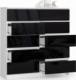 Fabryka Mebli Akord KOMODA K 120 cm 10 SZUFLAD BIAŁA / CZARNY POŁYSK 2
