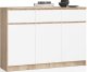 Fabryka Mebli Akord KOMODA K 140 cm 3 DRZWI 3 SZUFLADY SONOMA / BIAŁE 1
