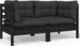 vidaXL 2-osobowa sofa ogrodowa z poduszkami, czarna, drewno sosnowe 1