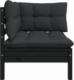 vidaXL 2-osobowa sofa ogrodowa z poduszkami, czarna, drewno sosnowe 3