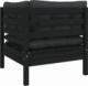 vidaXL 2-osobowa sofa ogrodowa z poduszkami, czarna, drewno sosnowe 4