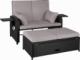 Tectake Sofa rattanowa wypoczynkowa Kreta - czarny/szary 1