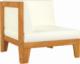 vidaXL Moduł sofy narożnej, kremowe poduszki, drewno akacjowe 1