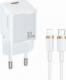 Ładowarka Usams USAMS Ład. siec. USB-C T45 30W PD3.0 +QC3.0 Fast Charging +kabel U63 USB-C/Lightning biały/white UXTZH02 (USAMS-UX) 1
