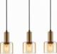 Lampa wisząca Italux Wisząca LAMPA loft SANTIA PND-65342-3-BRO+AMB Italux szklany ZWIS kaskada na listwie mosiądz 2
