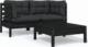 vidaXL 3-cz. zestaw wypoczynkowy do ogrodu, z poduszkami, czarny 1